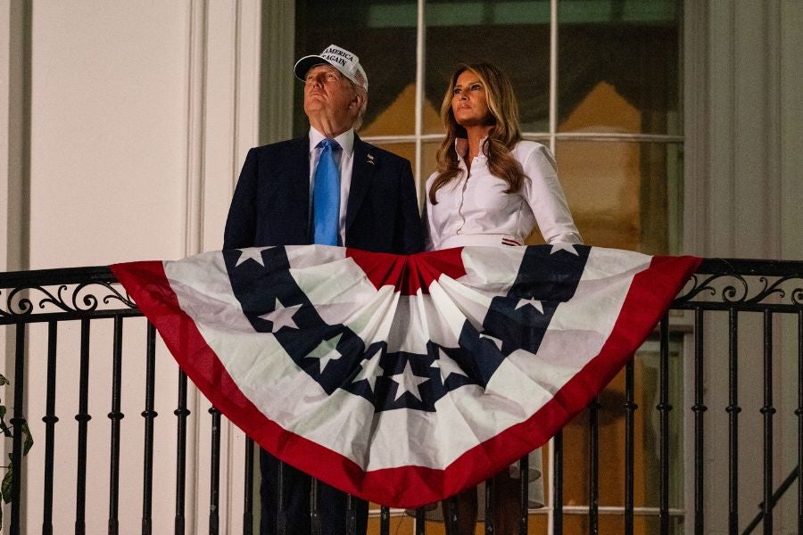 President Donald Trump and First Lady Melania Trump watched fireworks together during a Fourth of July celebration at the White House.