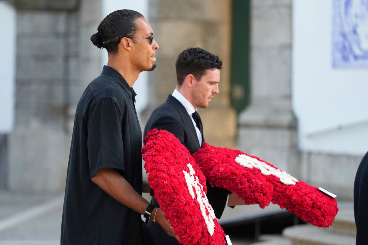 Liverpool squad bid emotional farewell to Diogo Jota at team-mate's funeral | The Independent