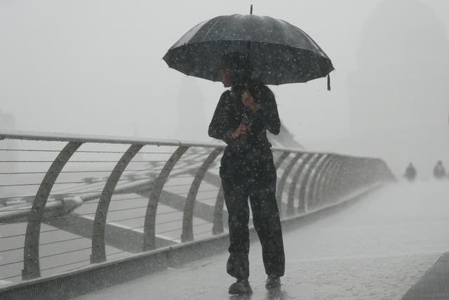 Parts of East Yorkshire, Lincolnshire and the East of England are set for heavy rain, lightning and hail on Sunday (Victoria Jones/PA)