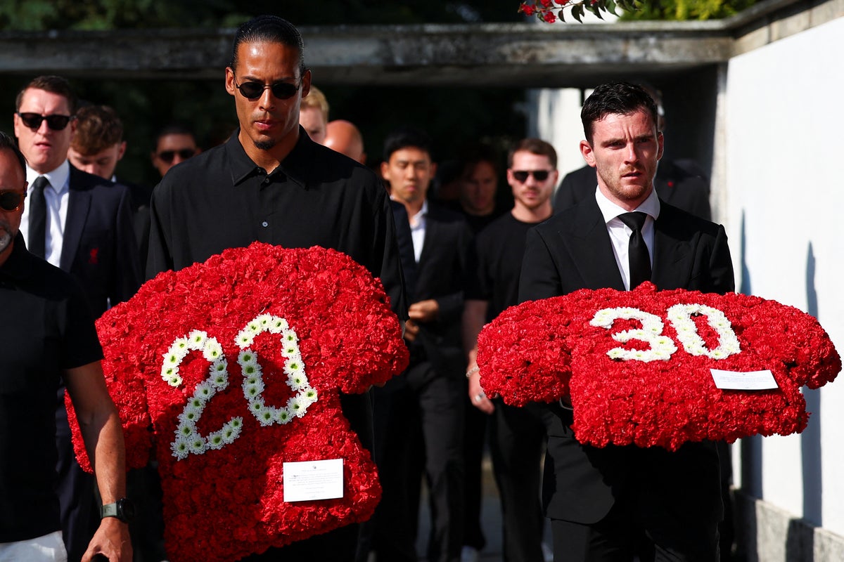 Diogo Jota funeral latest: Wife and family join Liverpool stars to pay tribute to footballer and brother