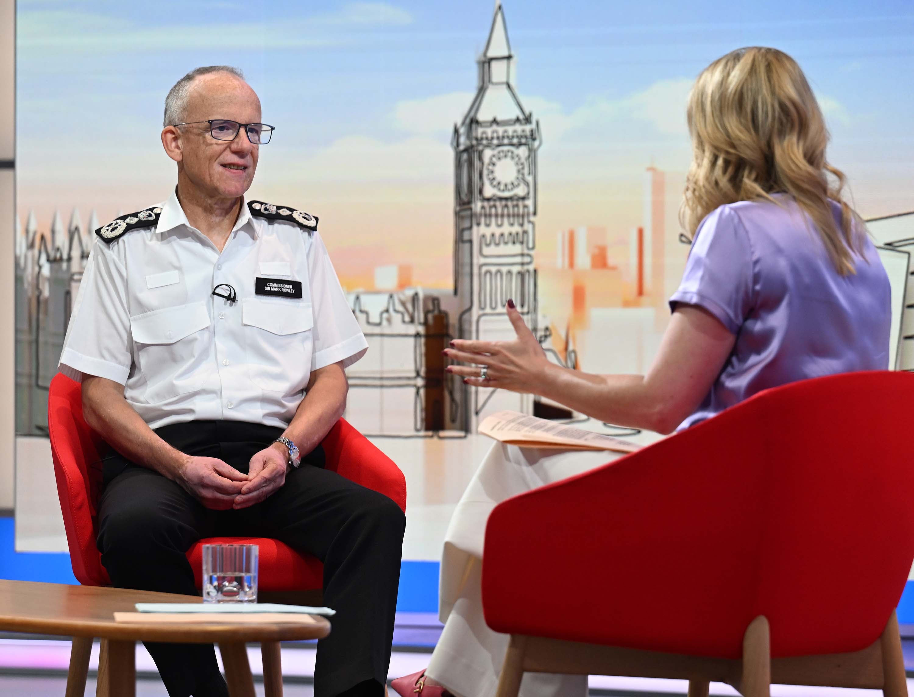 <p>Sir Mark was asked how many officers he would have to cut (Jeff Overs/BBC)</p>