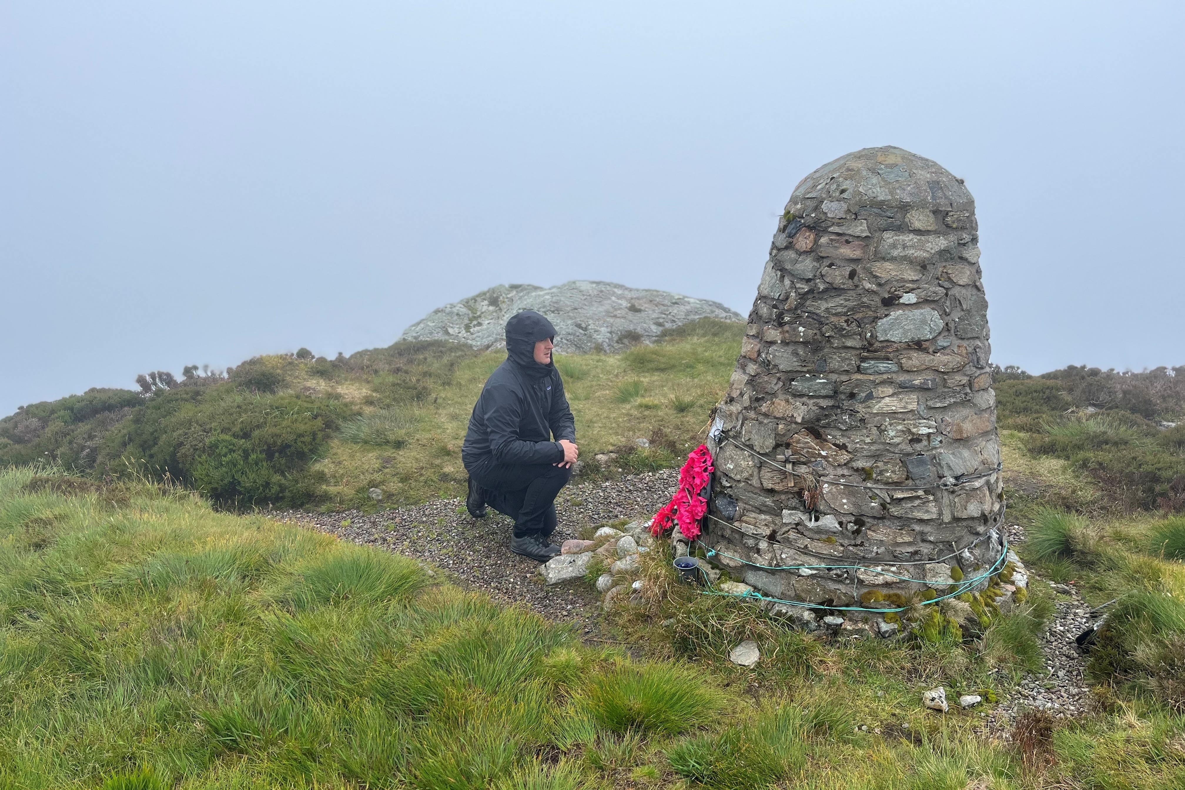 Joel Hornby visited the memorial cairn on the Mull of Kintyre (Chinook Justice Campaign/PA)