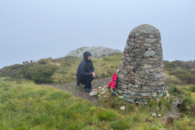 Joel Hornby visited the memorial cairn on the Mull of Kintyre (Chinook Justice Campaign/PA)