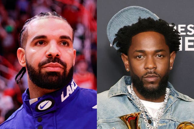 <p>Drake and Kendrick Lamar</p>