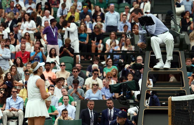 <p>Anastasia Pavlyuchenkova challenged the umpire after an error in the line call system</p>