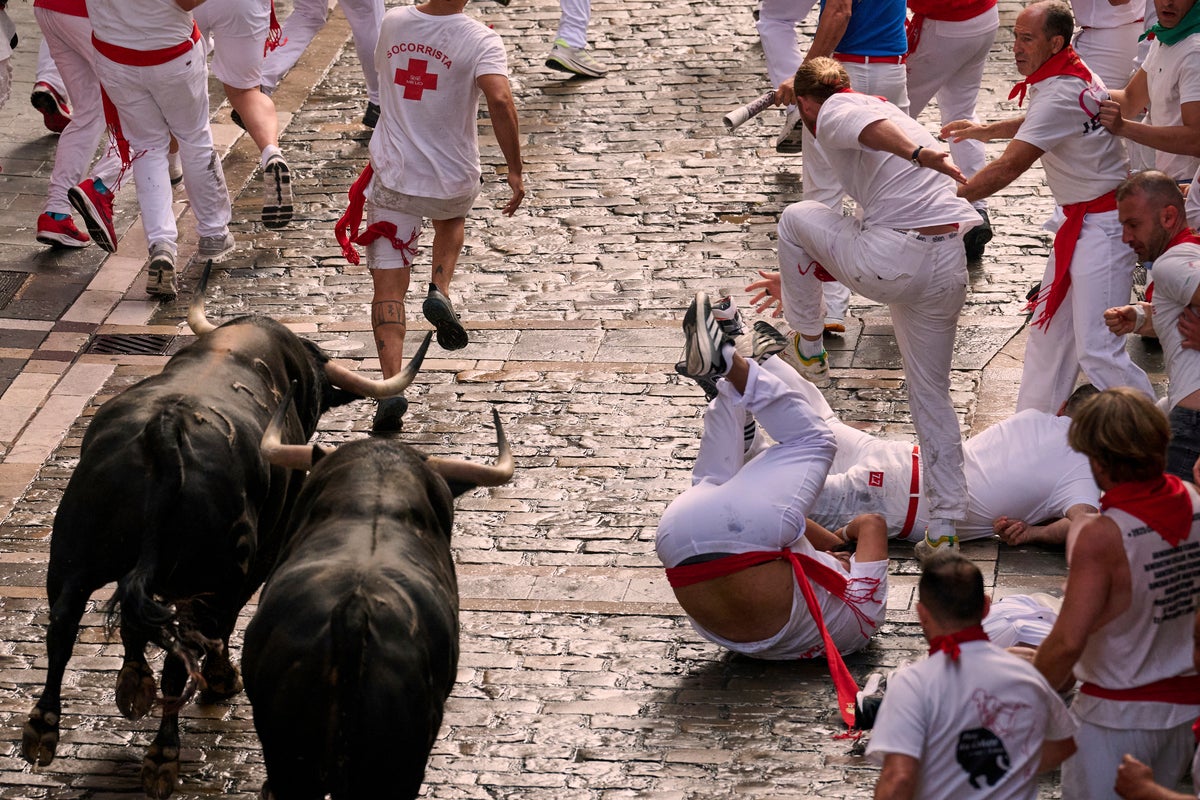 One man gored and others bruised in Spain’s bull running festival