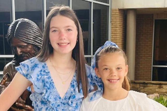 <p>Blair, 13, and Brook Harber, 11, were among the more than 80 victims who lost their lives in the Texas floods </p>