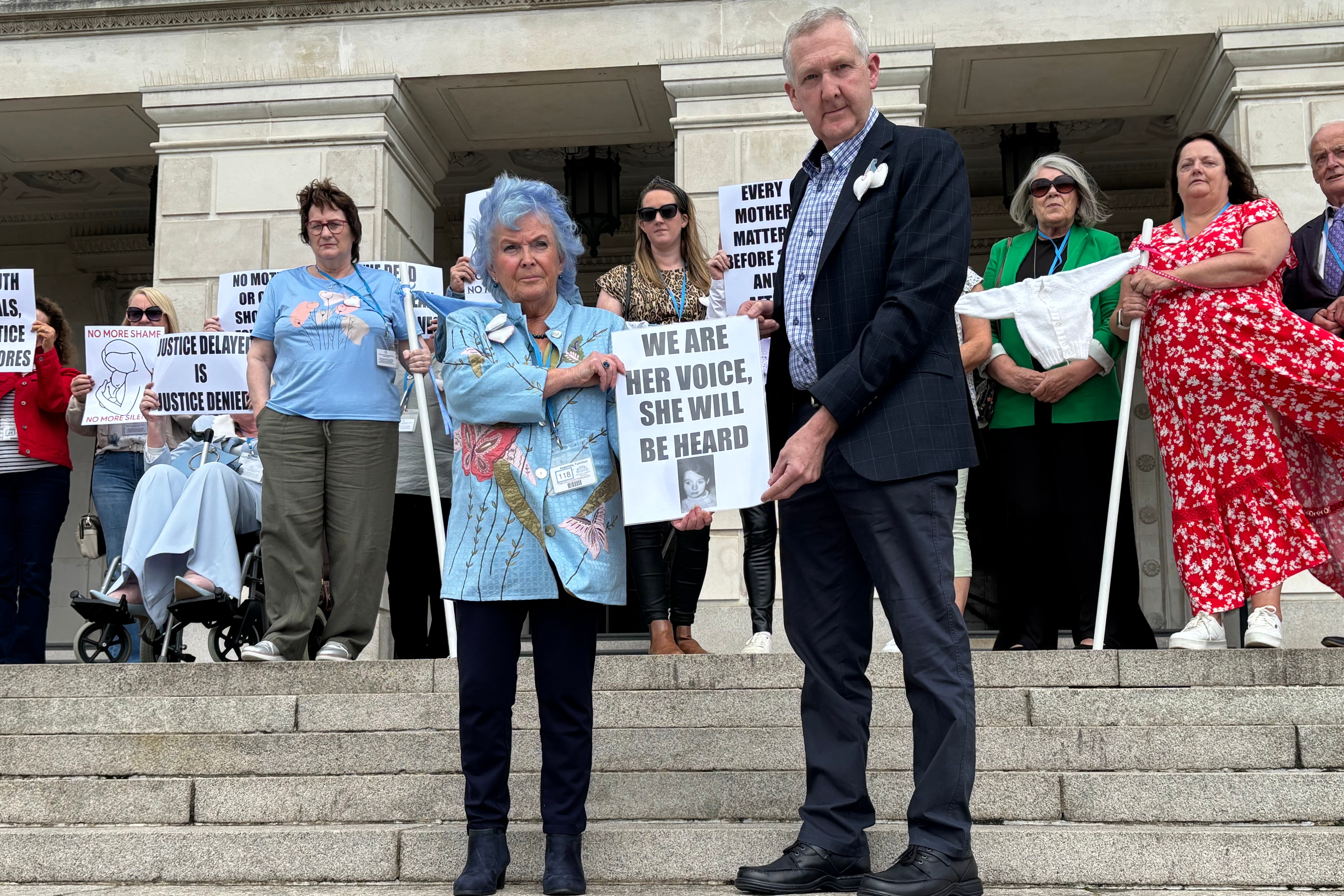 Campaigners gathered at Parliament Buildings on Monday (Rebecca Black/PA)