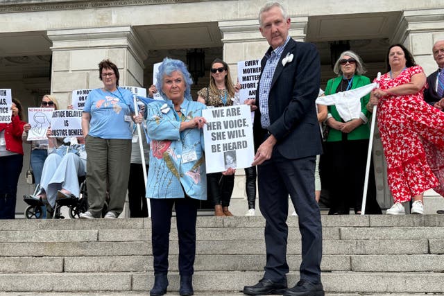 Campaigners gathered at Parliament Buildings on Monday (Rebecca Black/PA)