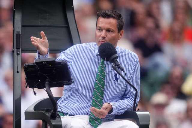 Nico Helwerth explains the unusual situation to the crowd (Adam Davy/PA)