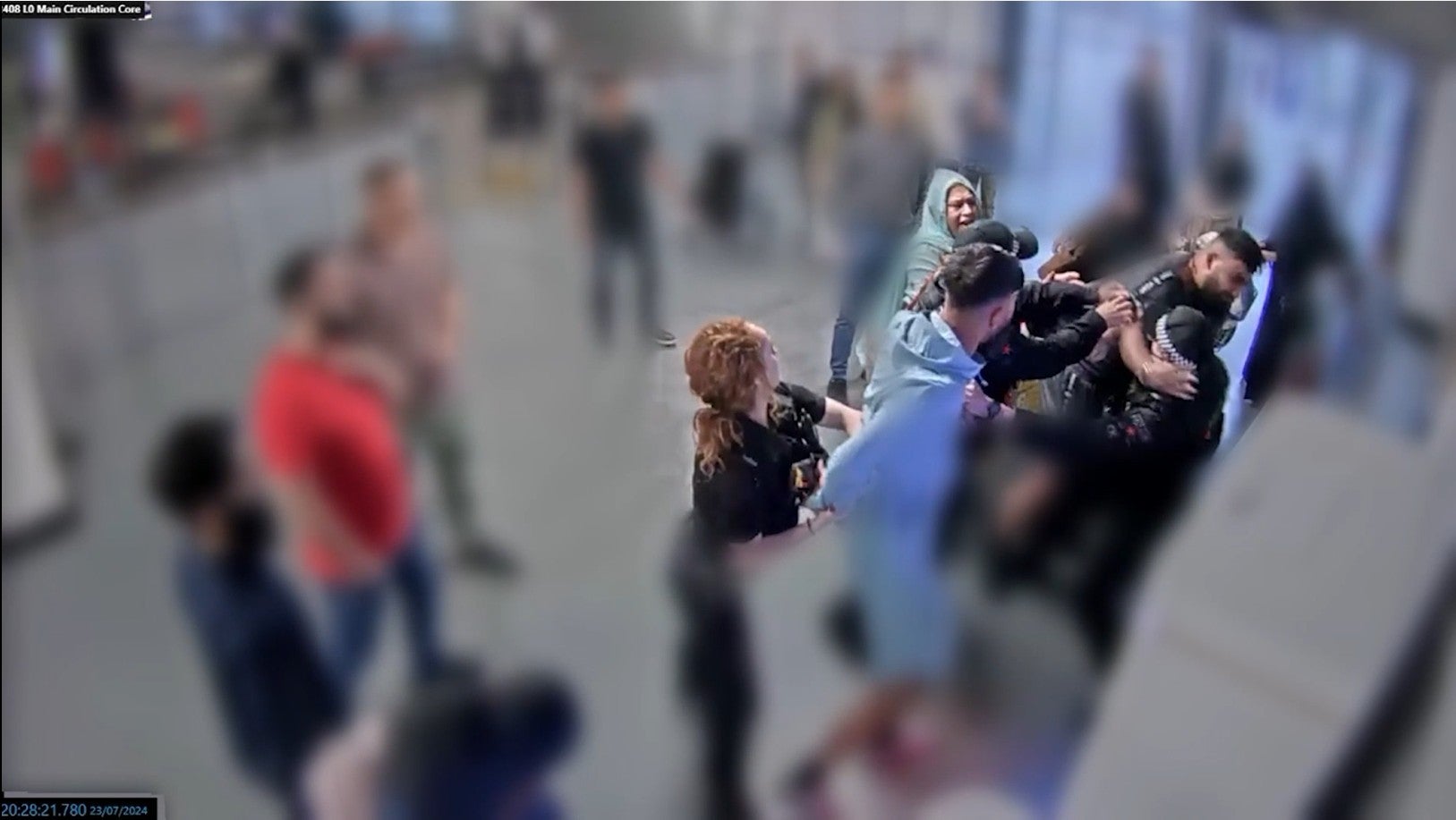 CCTV footage shows PC Zachari Marsden and PC Elli Cook - both were armed - and the unarmed PC lid ward reached the brothers in the car park after the incident.