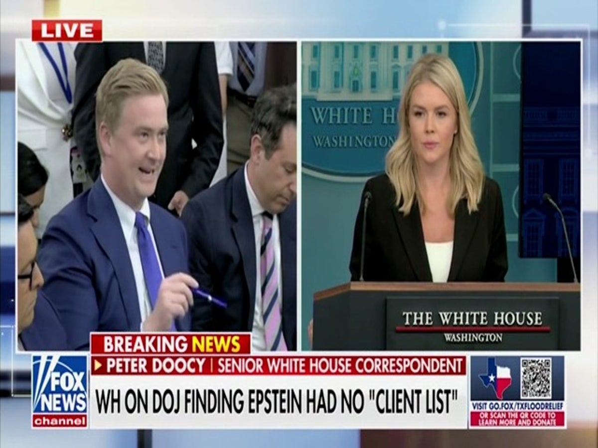 Fox News' Peter Doocy corners Karoline Leavitt on Pam Bondi's broken Epstein  'client list' promise | The Independent