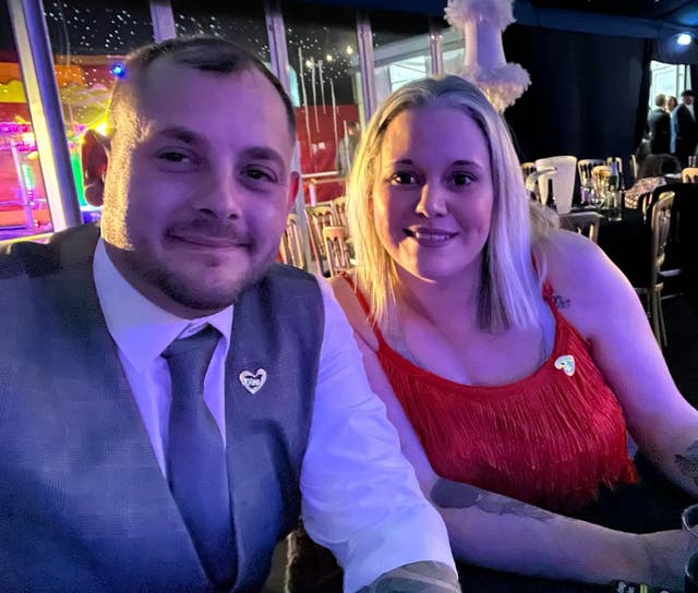 <p>Craig Evison and Victoria Morrison, parents of Kyle Morrison</p>