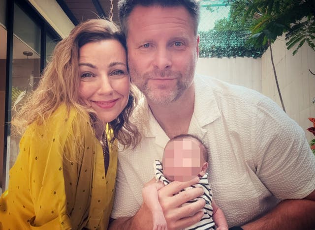 <p>Georgia Harrison had tried everything to have a baby over the six years since she met her partner Duncan in 2019 – here seen with their baby Sunny whom they had via a surrogate in Mexico earlier this year </p>
