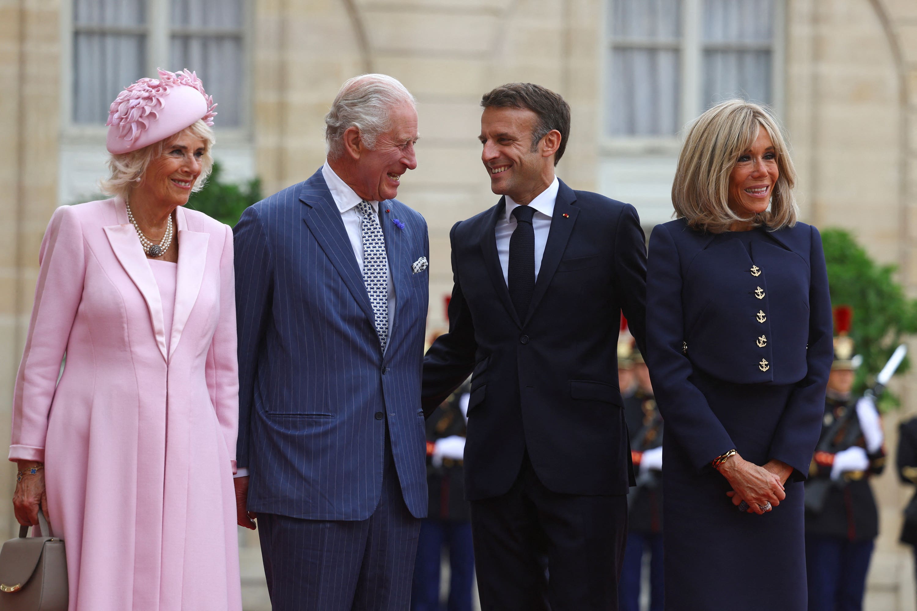 King and Queen with Emmanuel and Brigitte Macron in France 2023. years (Hannah McKay / PA)