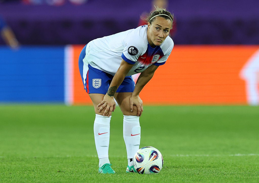 <p> Lucy Bronze of England looks dejected during the UEFA Women's EURO 2025 Group D match between France and England</p>