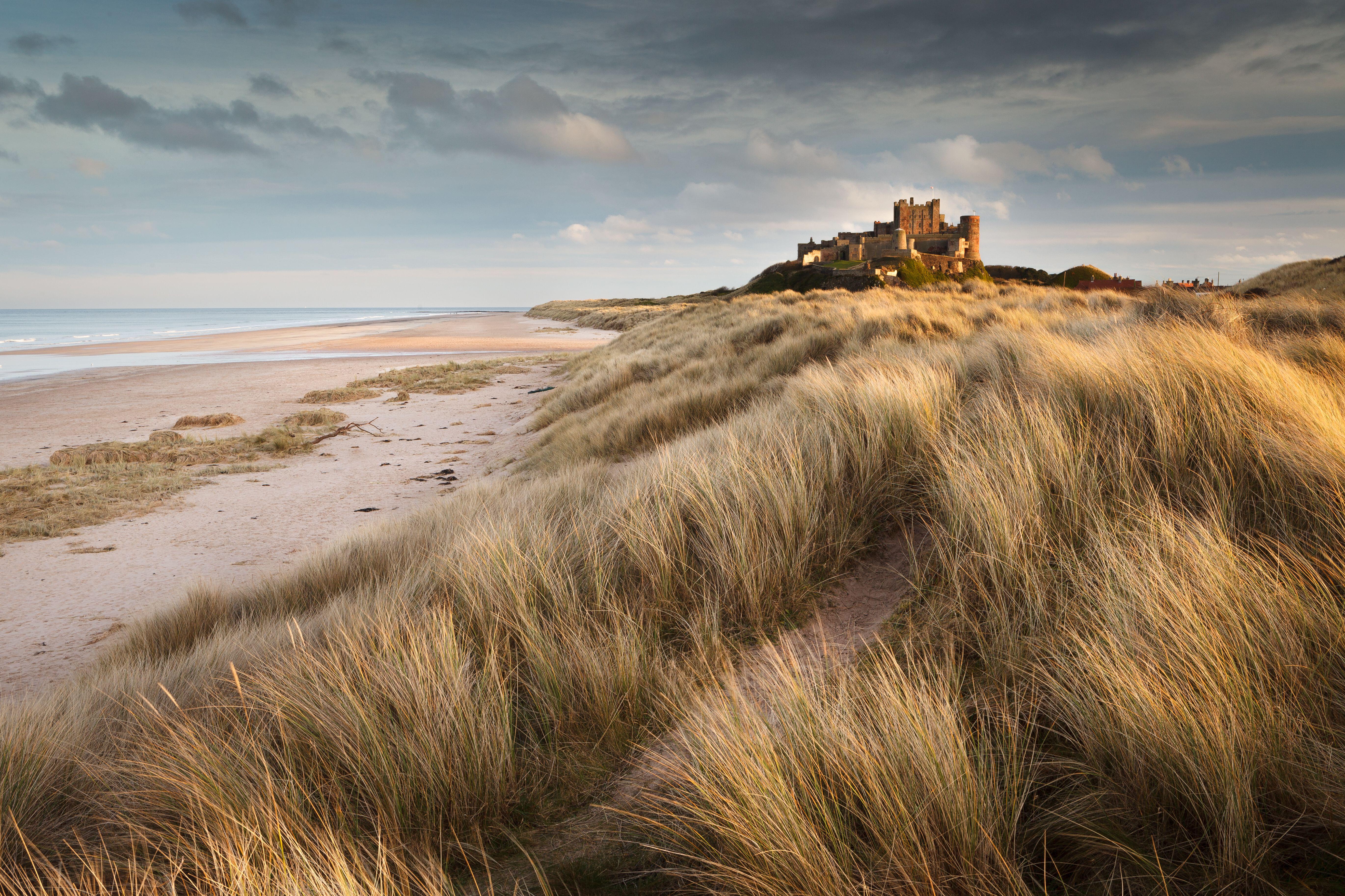 Northumberland’s Bamburgh Castle at sunset