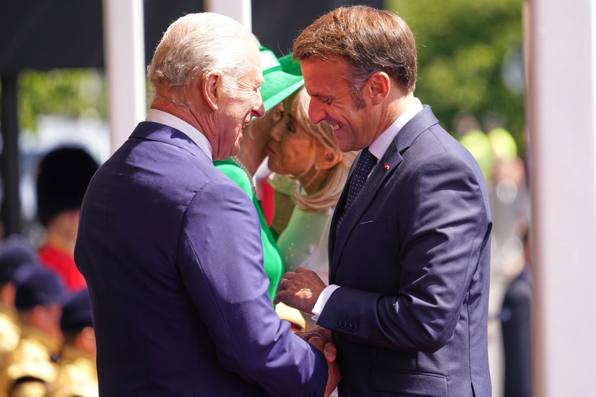 Photos show French President Emmanuel Macron's UK state visit
