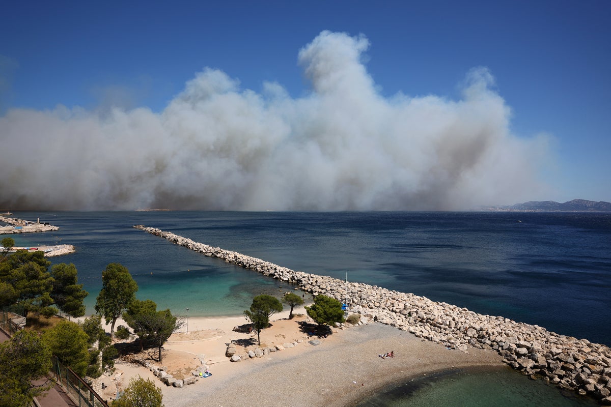 Marseille wildfire latest: Huge blaze rages on edge of French city and shuts airport