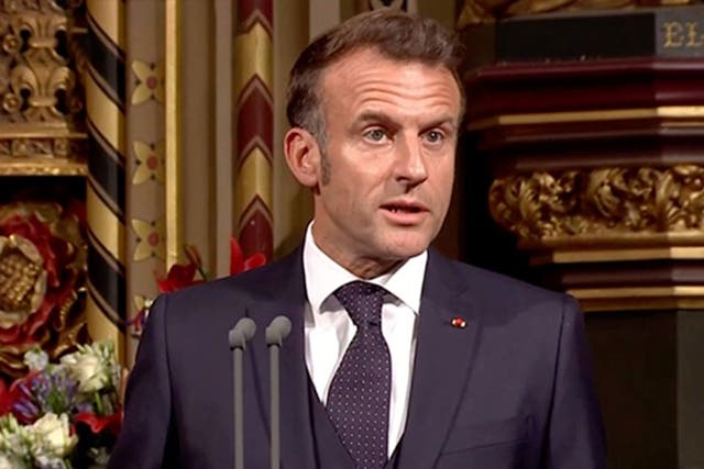 <p>Emmanuel Macron says immigration is a ‘burden’ France and the UK ‘must fix’ in his address to parliament</p>