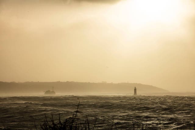 The breakwater in Plymouth Sound during Storm Eunice in February 2022 (University of Plymouth/PA)