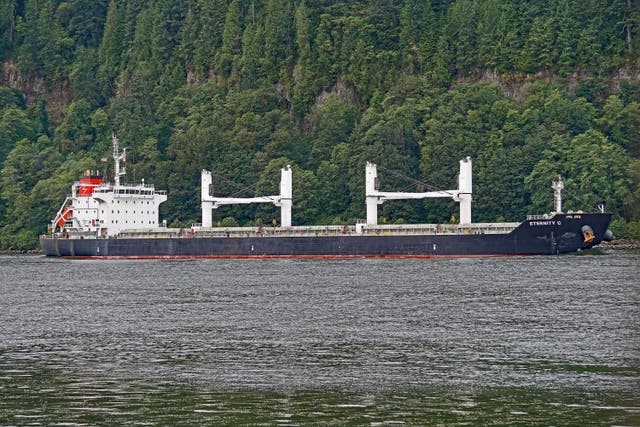 <p>File. Bulk carrier Eternity C is seen near Cathlamet, Oregon, on 23 July 2019</p>
