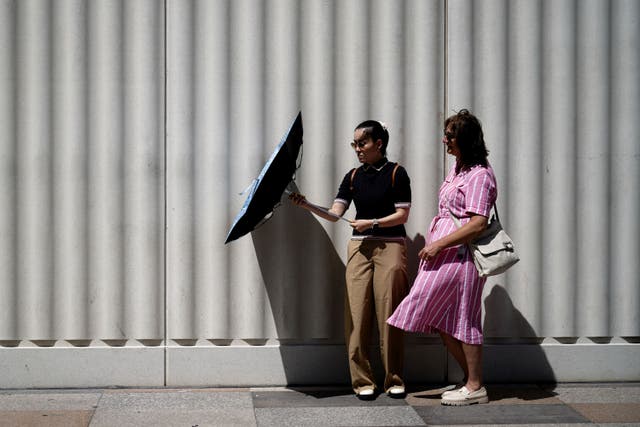 The forecaster said that highs of 26C to 28C can be expected in some of the hotter spots across central parts of the UK from Wednesday (Jordan Pettitt/PA)