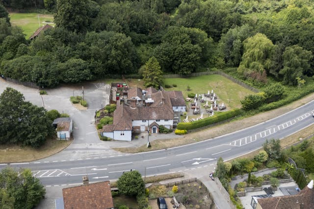 A general view of the Park Gate Inn in Hollingbourne, near Maidstone, Kent, after a man was shot by police (Gareth Fuller/PA)