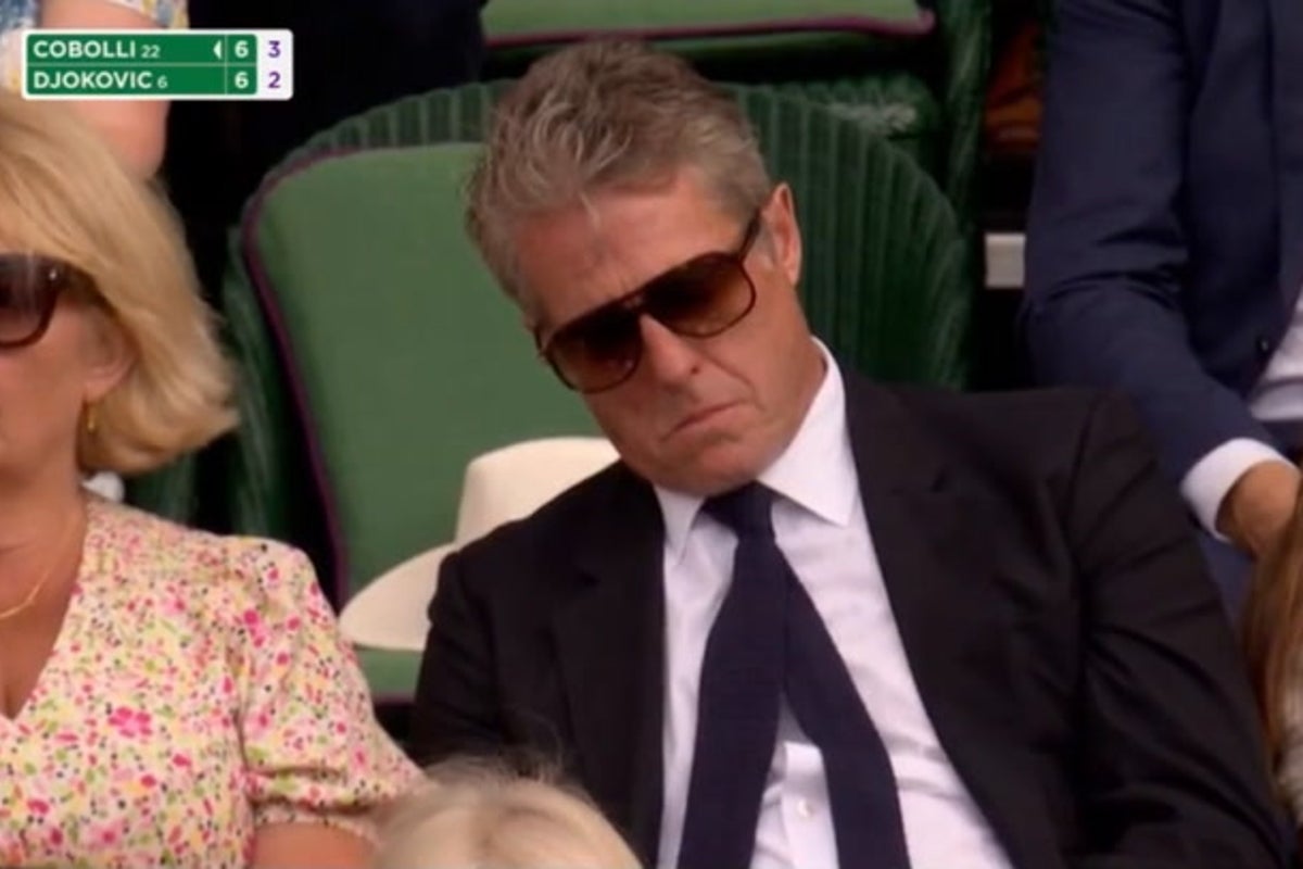 Hugh Grant spotted dozing off in Wimbledon crowd