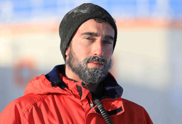 <p>A close-up of Cyprien Verseux in his pared-back protective gear during the summer in Antarctica. During the 24 hours of daylight, people rarely sleep and social activities at the base — from Olympics games to hanging out at on-station bars — are at their peak</p>
