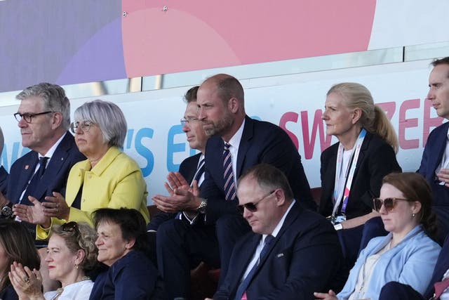 The Prince of Wales watches England win against the Netherlands during the Uefa Women’s Euro 2025 group D match at Stadion Letzigrund in Zurich (Nick Potts/PA)