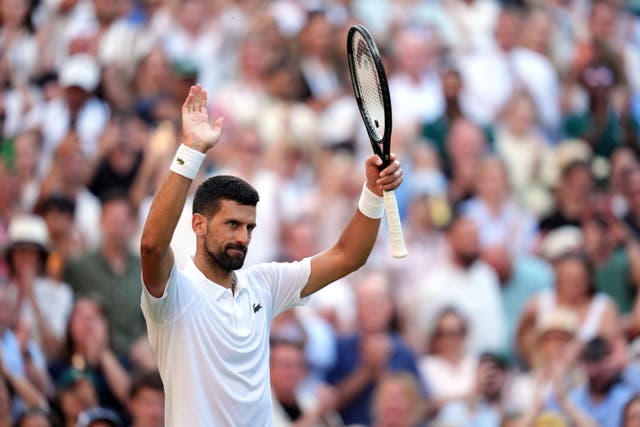 Novak Djokovic celebrates his victory over Flavio Cobolli (John Walton/PA)
