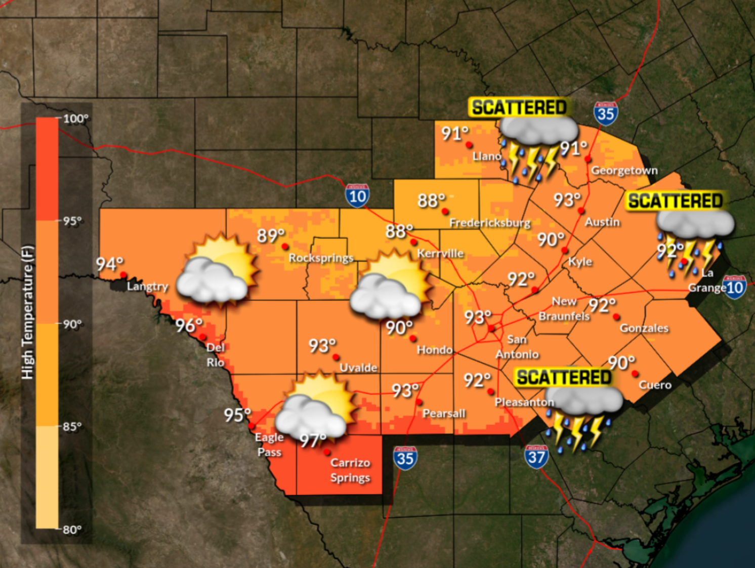 Parts of eastern Hill Country are expected to experience more heavy rainfall, the NWS says