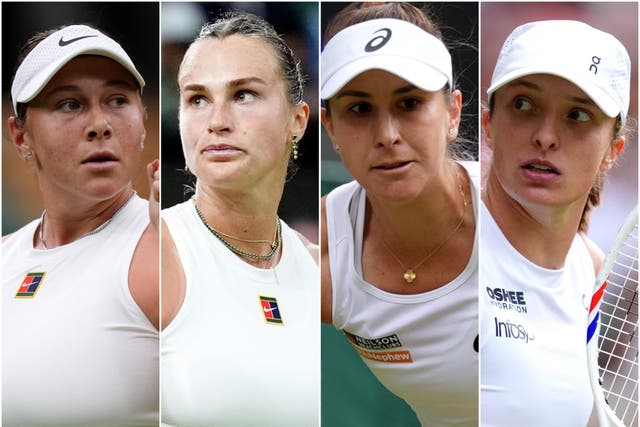 Amanda Anisimova, Aryna Sabalenka, Belinda Bencic and Iga Swiatek (PA)