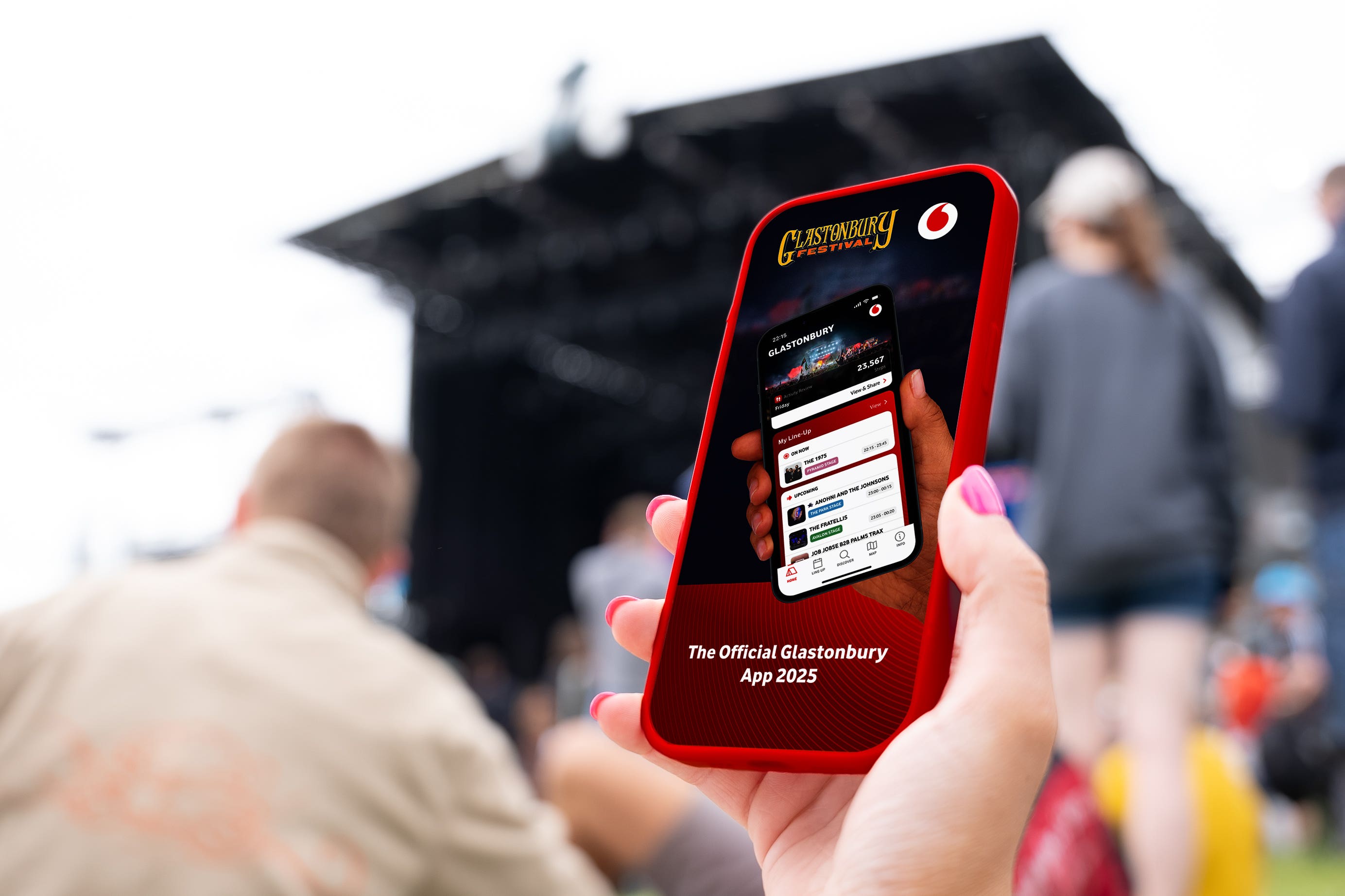 Undated handout photo issued by Vodafone of the home page of the Thousands of revellers downloaded the Glastonbury Festival app to record their experiences (Vodafone/PA)