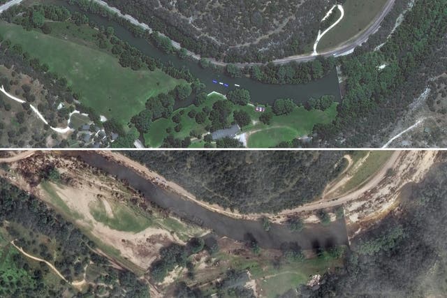 <p>Satellite images captured the before and after devastating flash flooding in Texas</p>