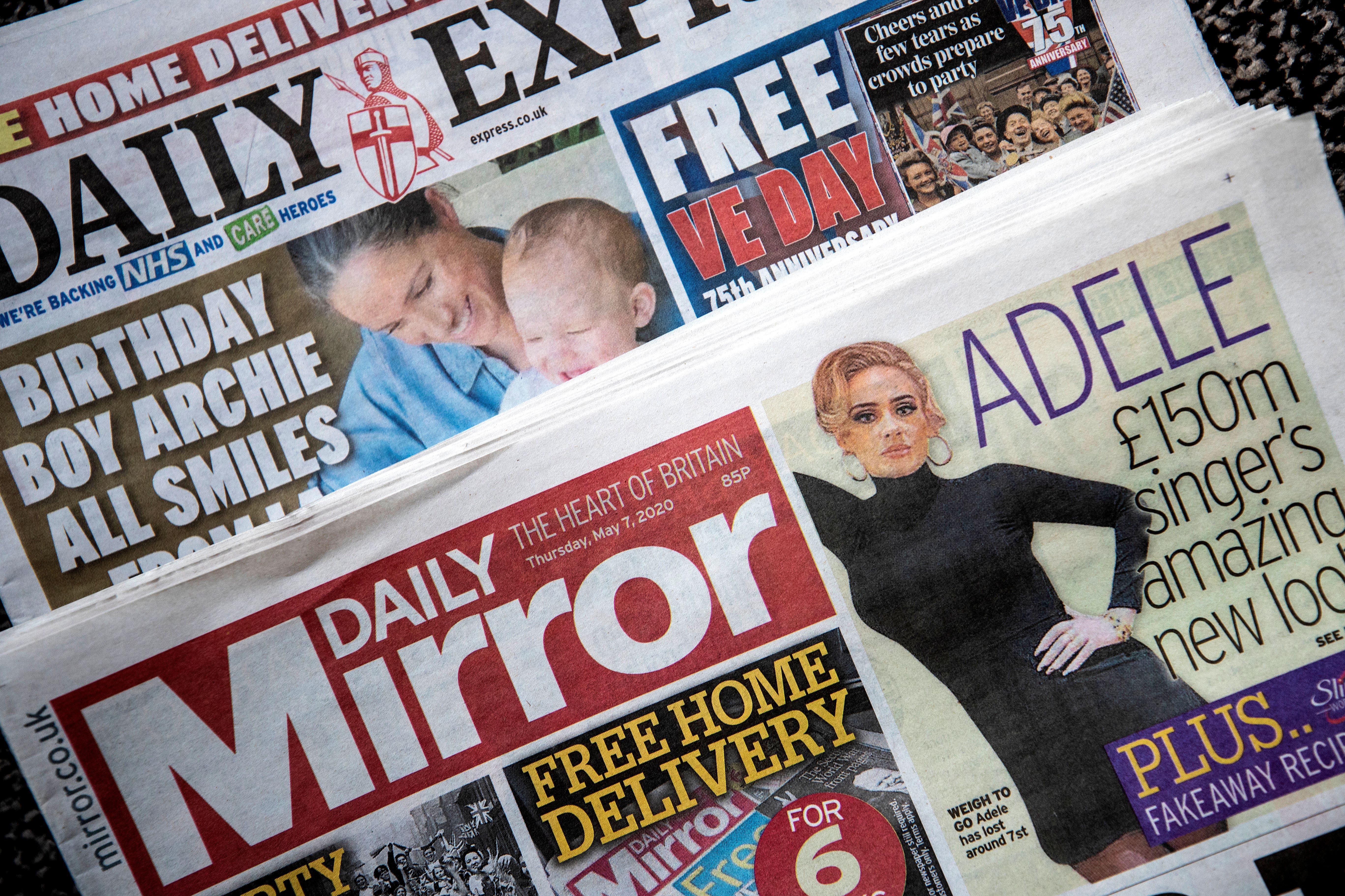 Copies of the Daily Express and Daily Mirror newspapers (Peter Byrne/PA)