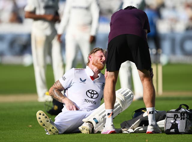 <p>Ben Stokes appeared to suffer an injury while batting late on day one</p>