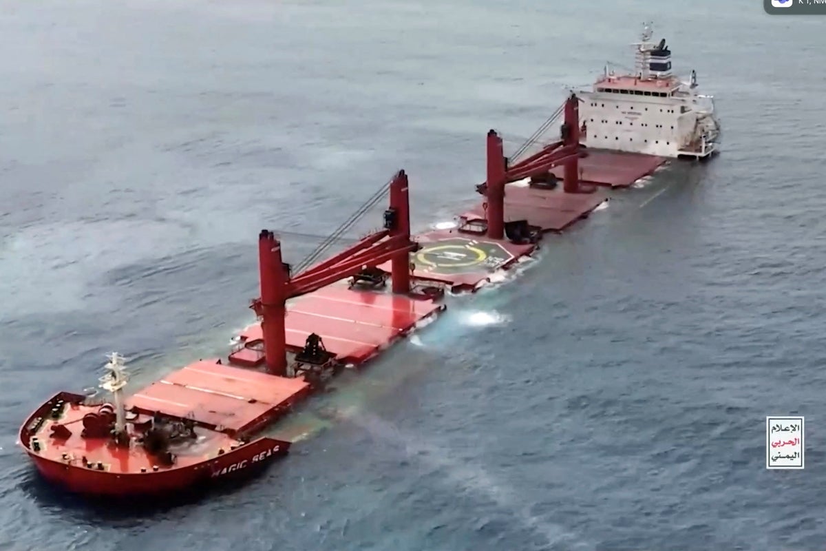 Houthi militants sink cargo ship in Red Sea, killing four and kidnapping others