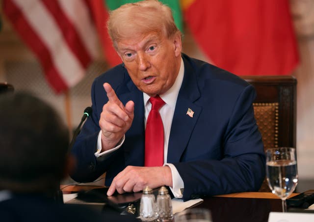 <p>President Donald Trump speaks during a multilateral lunch with African leaders</p>