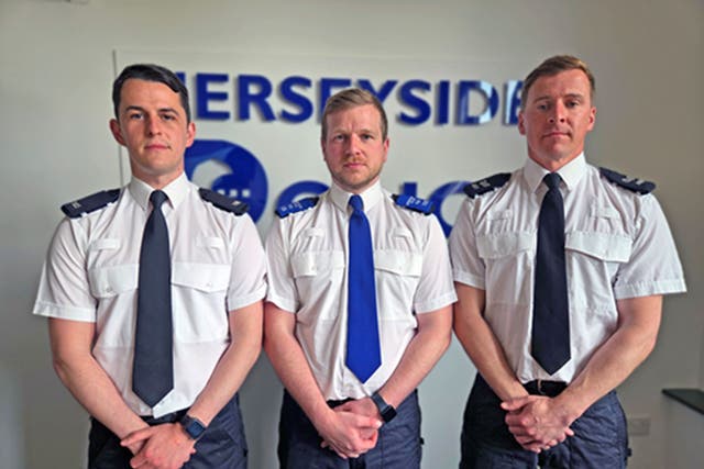 Pc Luke Holden, PCSO Timothy Parry and Sergeant Gregory Gillespie have been recognised for their bravery in confronting and detaining Southport knife attacker Axel Rudakubana (Merseyside Police Federation/PA)