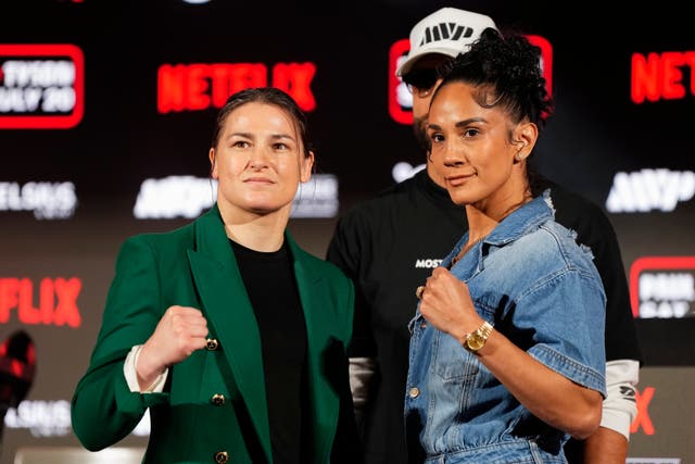 Katie Taylor, left, and Amanda Serrano (AP)