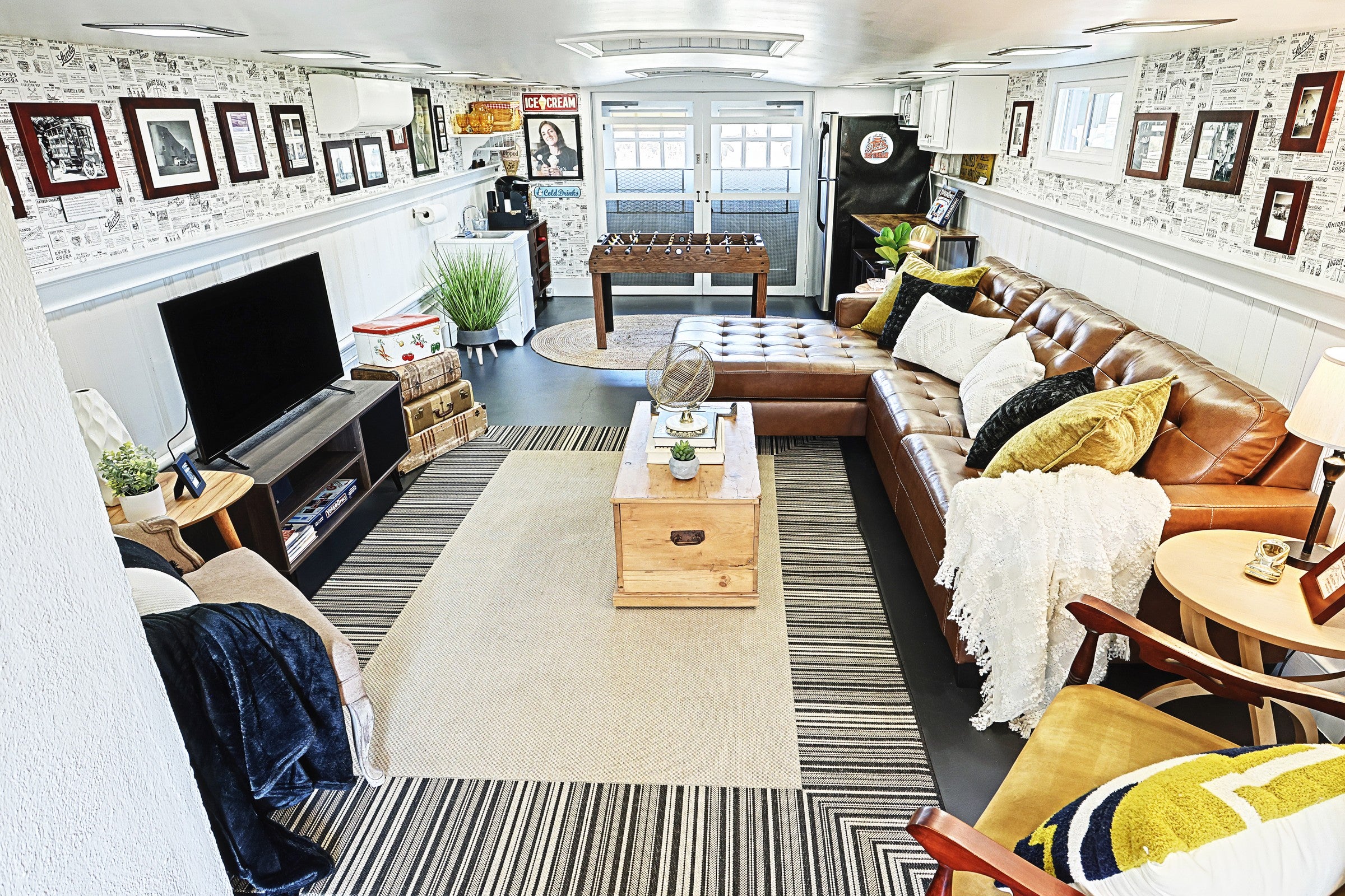 The Shoe House features three bedrooms, 2.5 bathrooms, a living room, a kitchen/dinette and a recreation room