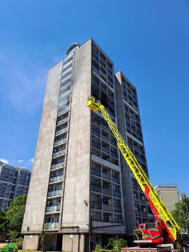 <p>A flat was ‘completely alight’ on the 11th floor of the 17-storey building on Hillingdon Street in Walworth</p>