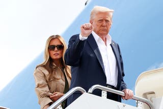President Donald Trump (pictured boarding Air Force One with Melania en route to Texas flooding sites Friday) warned, “You'll be seeing things happen,