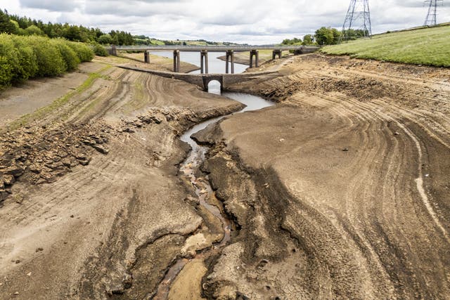 One of the driest years on record has seen reservoir levels drop sharply at a number of sites across Yorkshire, including Baitings in Ripponden (Danny Lawson/PA)