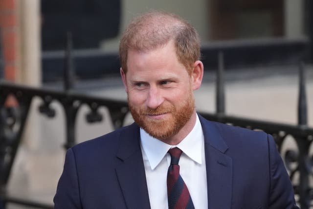 The Duke of Sussex leaves the Royal Courts of Justice after an earlier hearing (Jonathan Brady/PA)
