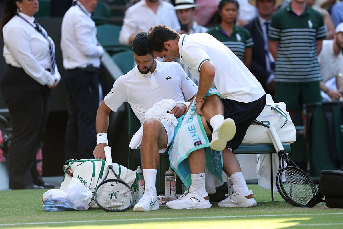 Wimbledon 2025 live: Djokovic calls medical timeout and trails dominant Sinner as Alcaraz awaits in final