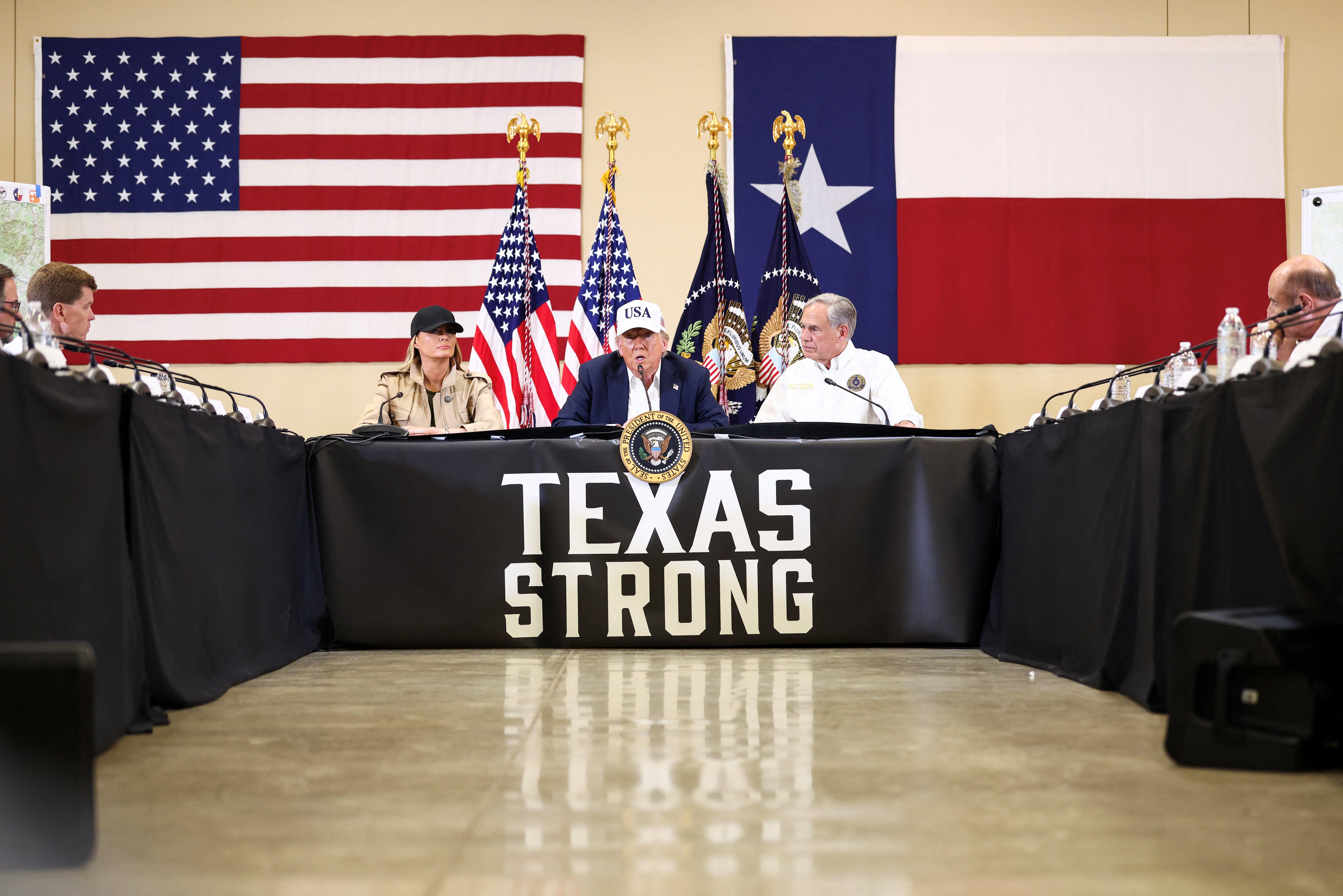 The Trumps and Governor Abbott were joined by members of the president's Cabinet, federal lawmakers, local officials, and Dr. Phil.