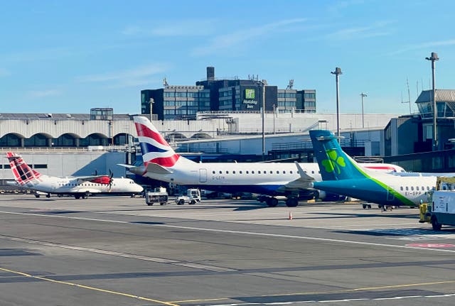 <p>Going places? Loganair, British Airways and AerLingus aircraft at Glasgow airport</p>